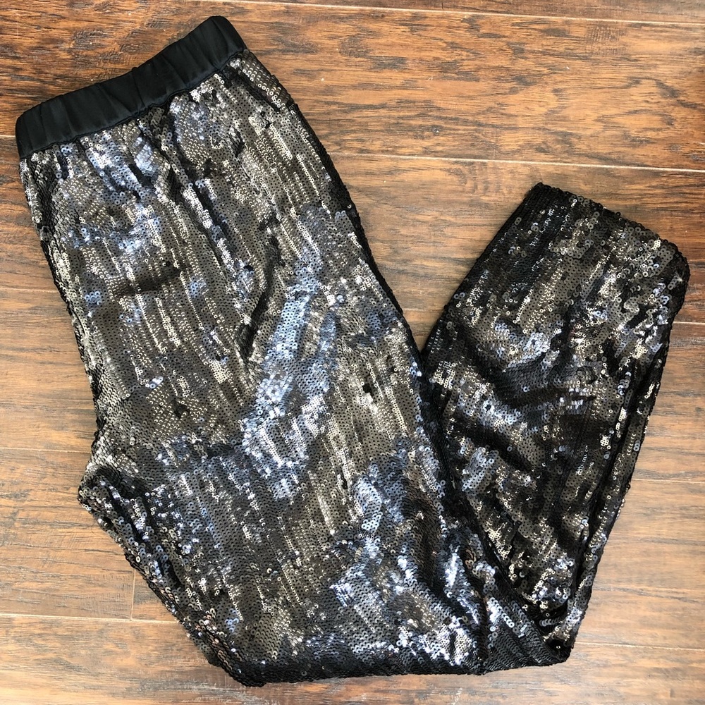 Trouve sequin straight- leg pant